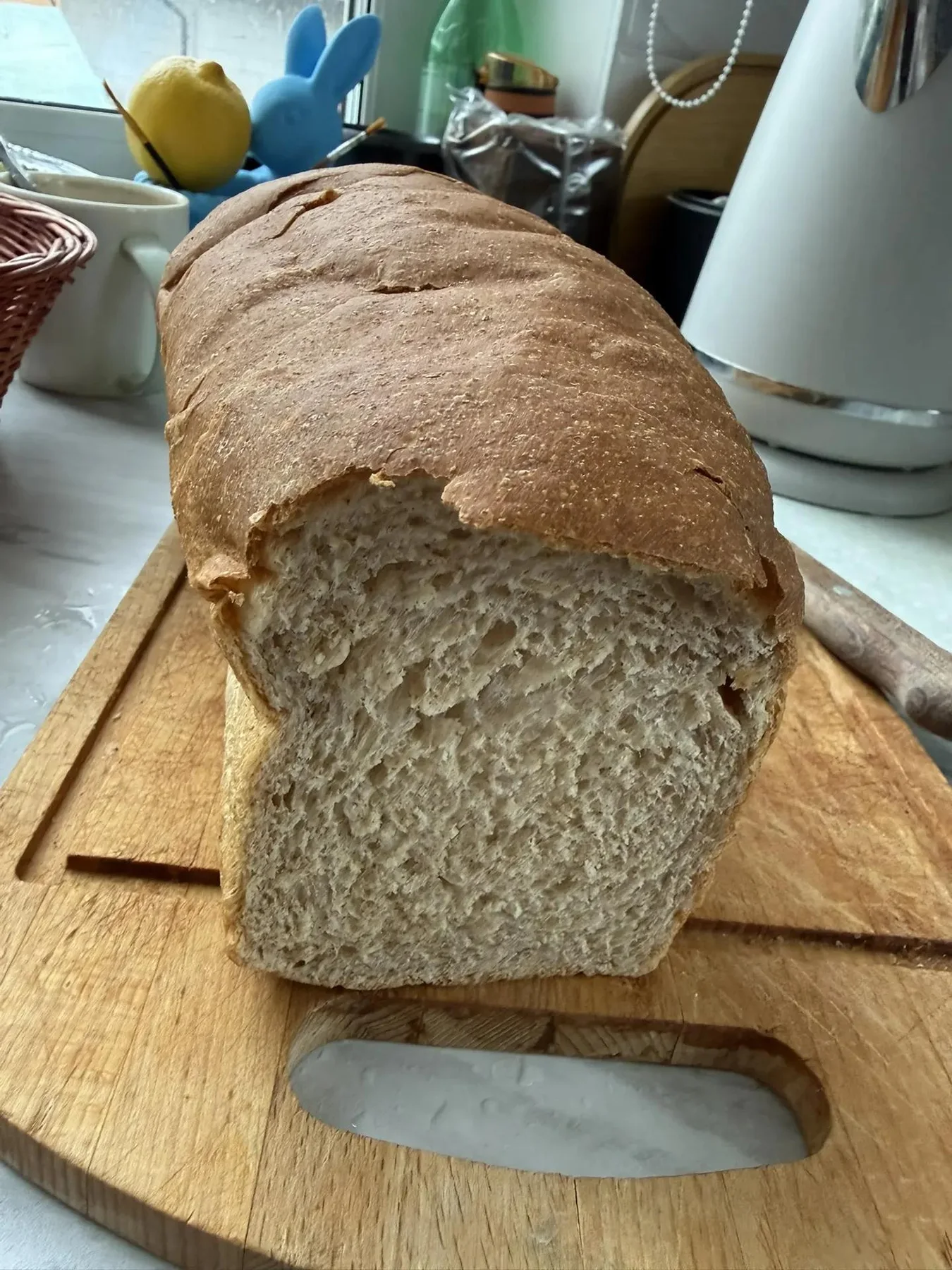 G2-C11 цельнозерновой shokupan 09.10.2026 — первая выпечка: мякиш мягкий, вкус не понравился: фото 1